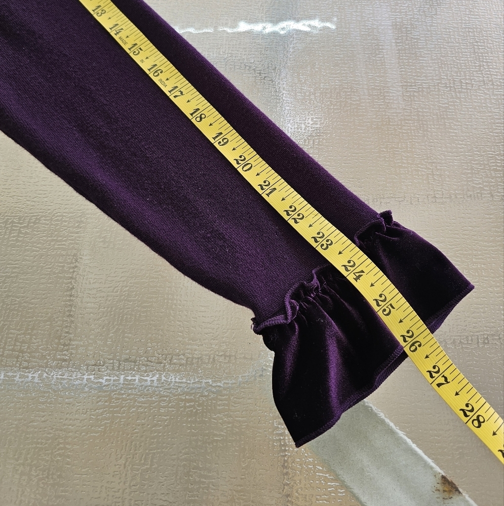 Elementz Woman's Purple Velvet Ruffle Cardigan Sweater XL Romantic Gothic Retro - Picture 9 of 13
